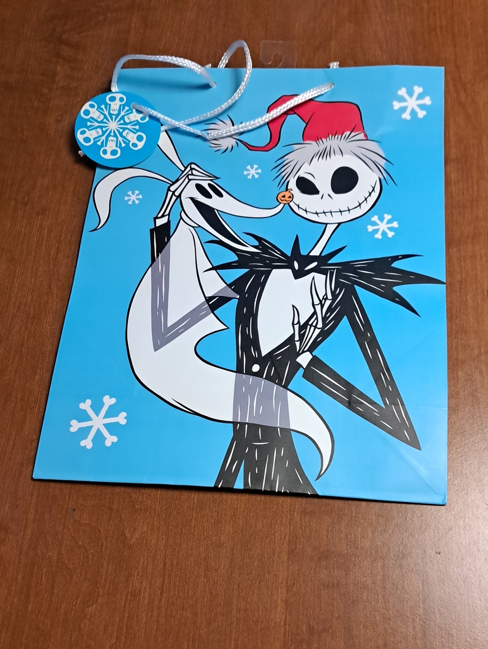 Holiday Gift Bag with Jack Skellington Illustration — Bright Blue
